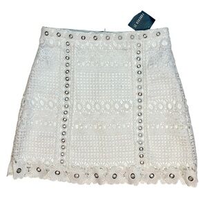 Forever 21 white crochet mini skirt with grommet detailing